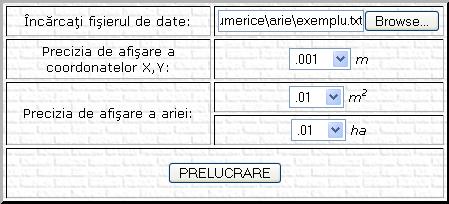 Exemplu numeric - calcul arie
