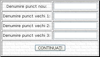 Introducerea denumirilor punctelor